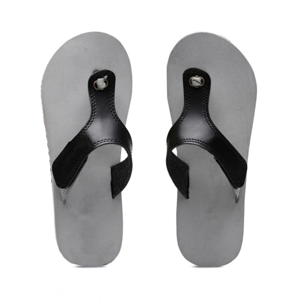Unisex Rubber Lightweight T-Style Slippers (Grey) - Grey, 4