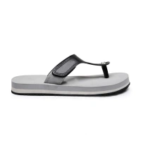 Unisex Rubber Lightweight T-Style Slippers (Grey) - Grey, 4