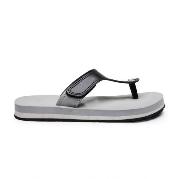 Unisex Rubber Lightweight T-Style Slippers (Grey) - Grey, 4
