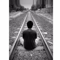 Shopnav One Plus 6 The Man Sitting in a Rail Track Mobile Case Cover