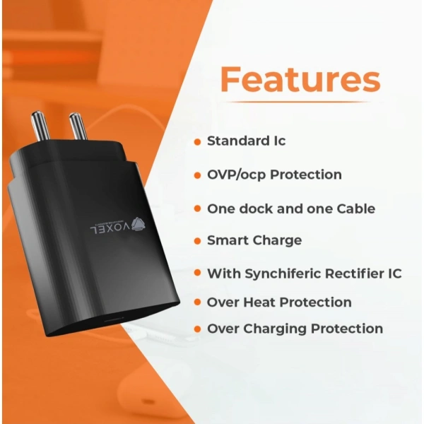 Generic VOXEL 100 Watt ' C ' Port PD Fast Charger AB Plastic (Black) - Black