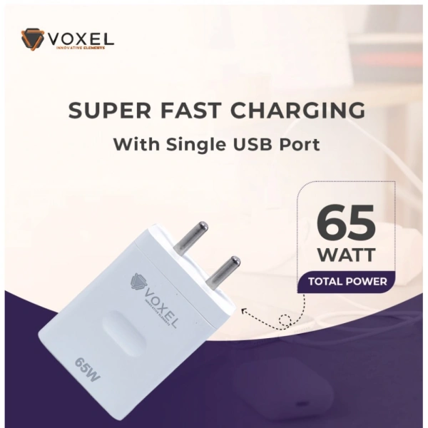 Generic VOXEL 65 Watt Usb Fast Charger AB Plastic (White) - White