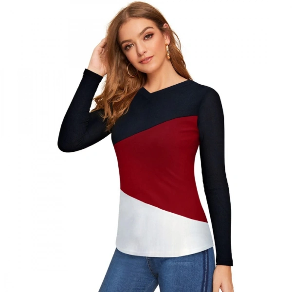 Shopnav Women's 95% Polyester 5% Spandex Western Wear T Shirt (Maroon) - M