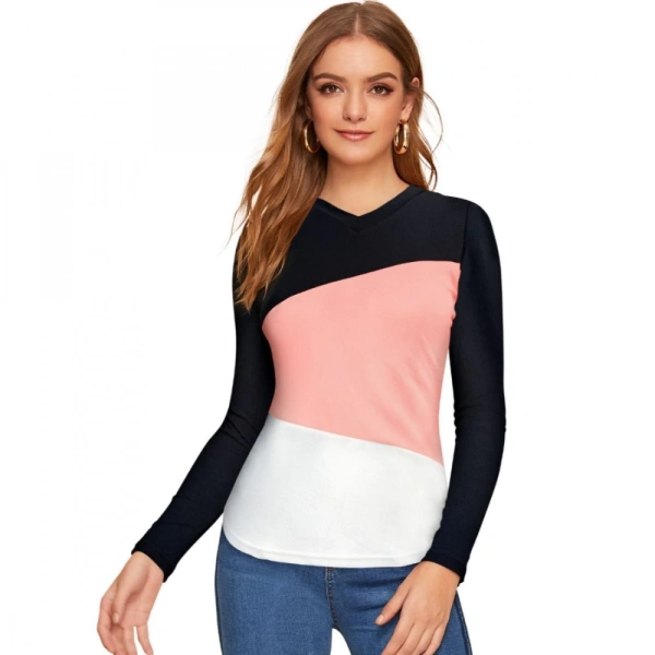 Shopnav Women's 95% Polyester 5% Spandex Western Wear T Shirt (Peach) - L