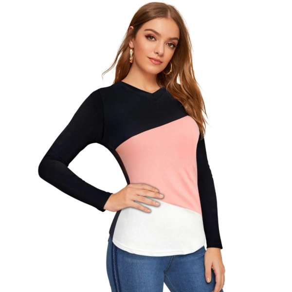 Shopnav Women's 95% Polyester 5% Spandex Western Wear T Shirt (Peach) - L
