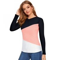 Shopnav Women's 95% Polyester 5% Spandex Western Wear T Shirt (Peach) - L