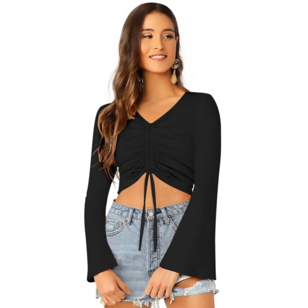 Shopnav Women's 95% Polyester 5% Spandex Western Wear Tops (Black) - M