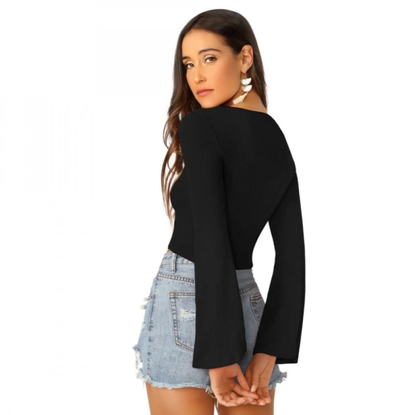 Shopnav Women's 95% Polyester 5% Spandex Western Wear Tops (Black) - M
