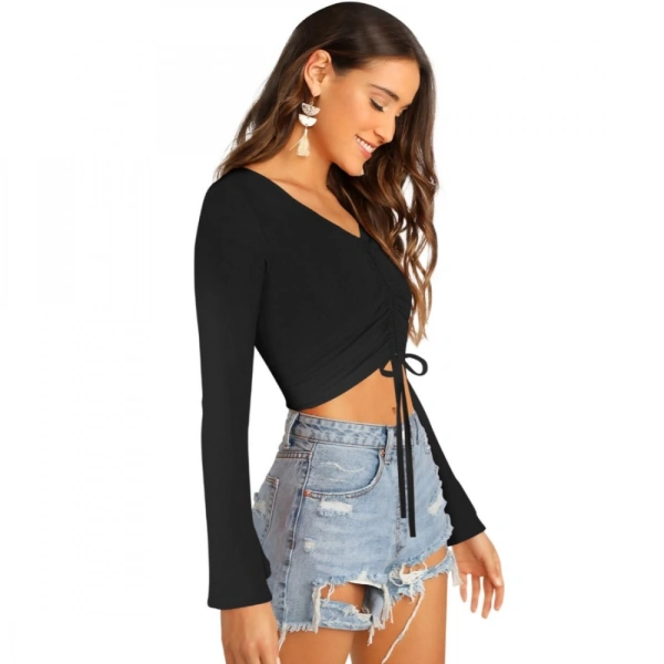 Shopnav Women's 95% Polyester 5% Spandex Western Wear Tops (Black) - M