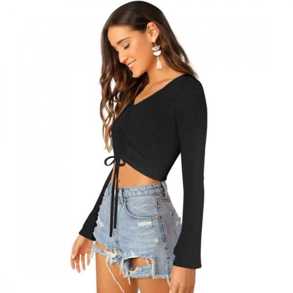 Shopnav Women's 95% Polyester 5% Spandex Western Wear Tops (Black) - M