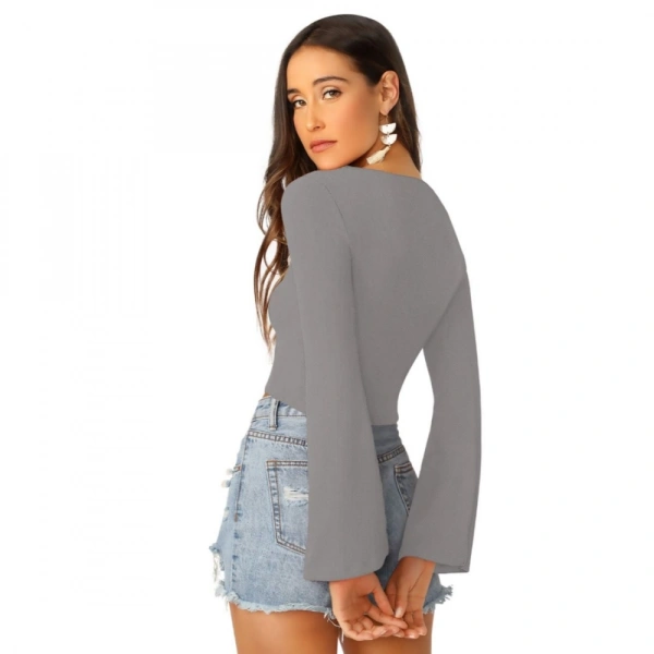 Women's 95% Polyester 5% Spandex Western Wear Tops (Grey) - S
