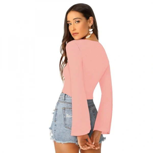 Women's 95% Polyester 5% Spandex Western Wear Tops (Peach) - XL
