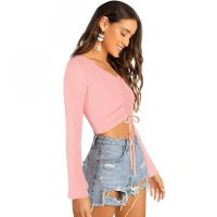 Women's 95% Polyester 5% Spandex Western Wear Tops (Peach) - XL