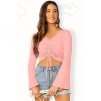 Women's 95% Polyester 5% Spandex Western Wear Tops (Peach) - XL