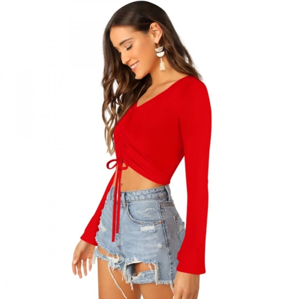 Shopnav Women's 95% Polyester 5% Spandex Western Wear Tops (Red) - L