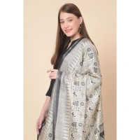 Women's Art Silk Printed Dupatta (Black, Length:Â 2.25 to 2.50 Mtr)