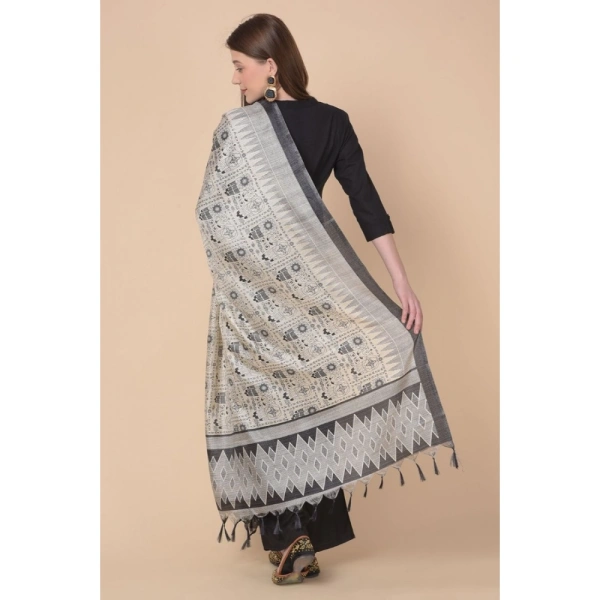 Women's Art Silk Printed Dupatta (Black, Length:Â 2.25 to 2.50 Mtr)