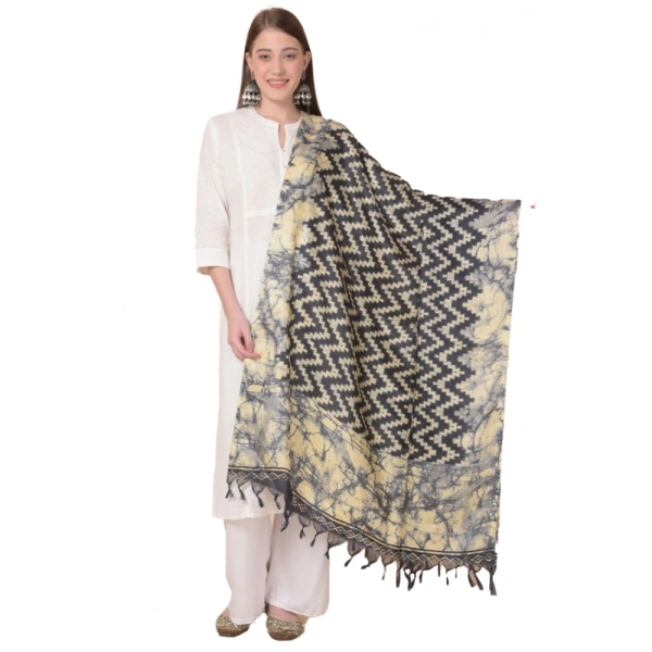Women's Art Silk Printed Dupatta (Black, Length:Â 2.25 to 2.50 Mtr) - Black
