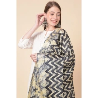 Women's Art Silk Printed Dupatta (Black, Length:Â 2.25 to 2.50 Mtr) - Black