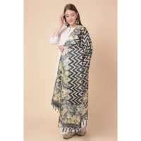 Women's Art Silk Printed Dupatta (Black, Length:Â 2.25 to 2.50 Mtr) - Black