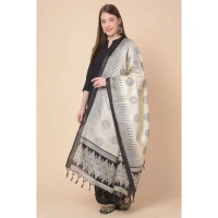 Women's Art Silk Printed Dupatta (Black, Length:Â 2.25 to 2.50 Mtr)