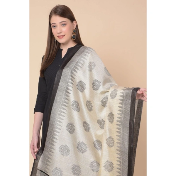 Women's Art Silk Printed Dupatta (Black, Length:Â 2.25 to 2.50 Mtr)