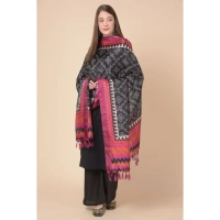 Women's Art Silk Printed Dupatta (Black, Length:Â 2.25 to 2.50 Mtr) - Black
