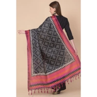 Women's Art Silk Printed Dupatta (Black, Length:Â 2.25 to 2.50 Mtr) - Black