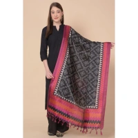 Women's Art Silk Printed Dupatta (Black, Length:Â 2.25 to 2.50 Mtr) - Black