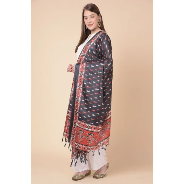 shopnav's Women's Art Silk Printed Dupatta (Black, Length:Â 2.25 to 2.50 Mtr) - Black