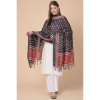 shopnav's Women's Art Silk Printed Dupatta (Black, Length:Â 2.25 to 2.50 Mtr) - Black