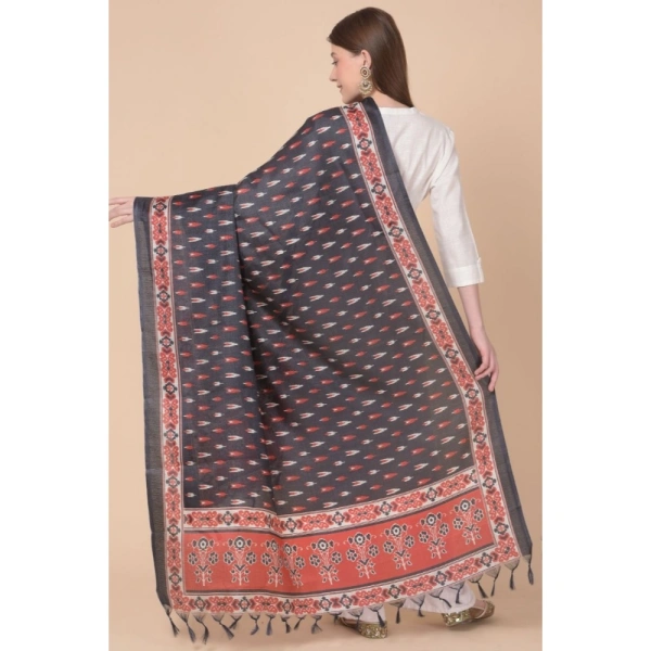 shopnav's Women's Art Silk Printed Dupatta (Black, Length:Â 2.25 to 2.50 Mtr) - Black