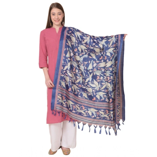 Women's Art Silk Printed Dupatta (Blue, Length:Â 2.25 to 2.50 Mtr) - Blue