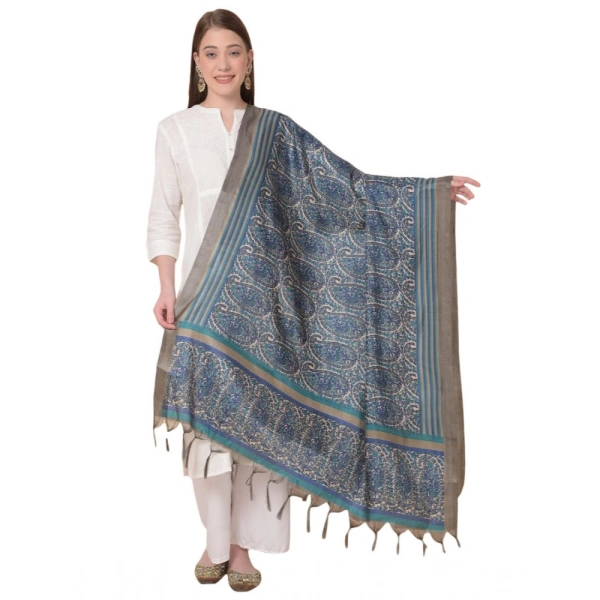 Women's Art Silk Printed Dupatta (Blue, Length:Â 2.25 to 2.50 Mtr) - Blue