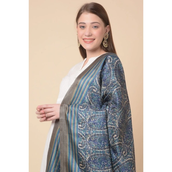Women's Art Silk Printed Dupatta (Blue, Length:Â 2.25 to 2.50 Mtr) - Blue