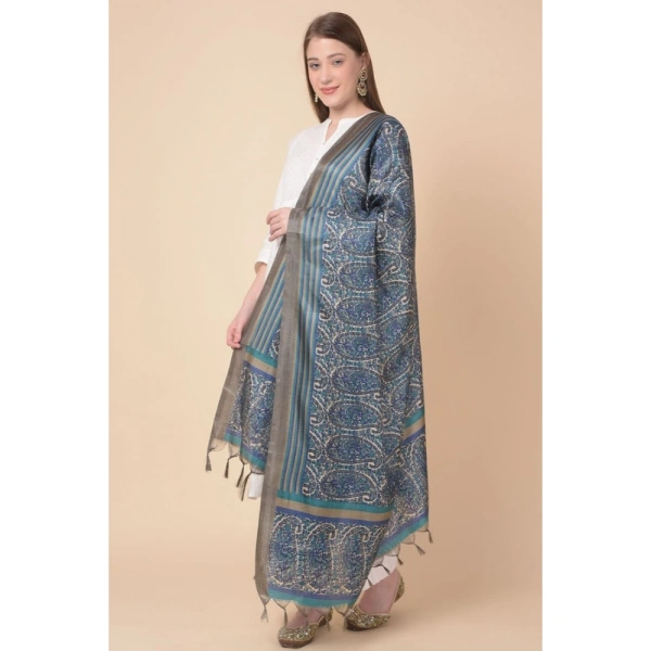 Women's Art Silk Printed Dupatta (Blue, Length:Â 2.25 to 2.50 Mtr) - Blue