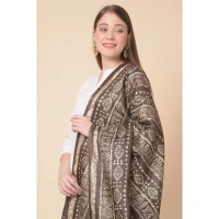 Women's Art Silk Printed Dupatta (Brown, Length:Â 2.25 to 2.50 Mtr) - Brown