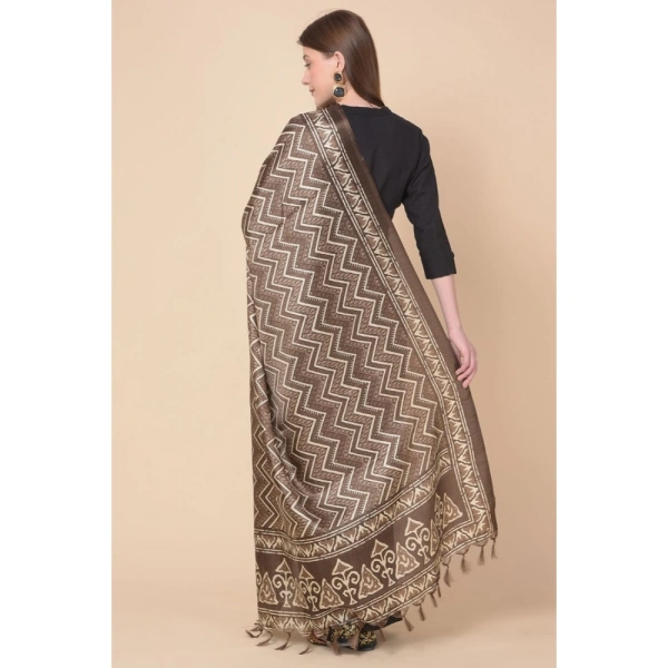 Women's Art Silk Printed Dupatta (Brown, Length:Â 2.25 to 2.50 Mtr) - Brown