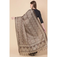 Women's Art Silk Printed Dupatta (Brown, Length:Â 2.25 to 2.50 Mtr) - Brown