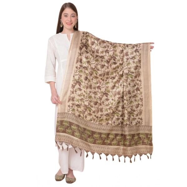 Women's Art Silk Printed Dupatta (Gold, Length:Â 2.25 to 2.50 Mtr) - Gold
