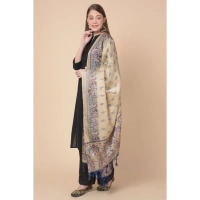 Women's Art Silk Printed Dupatta (Gold, Length:Â 2.25 to 2.50 Mtr) - Gold