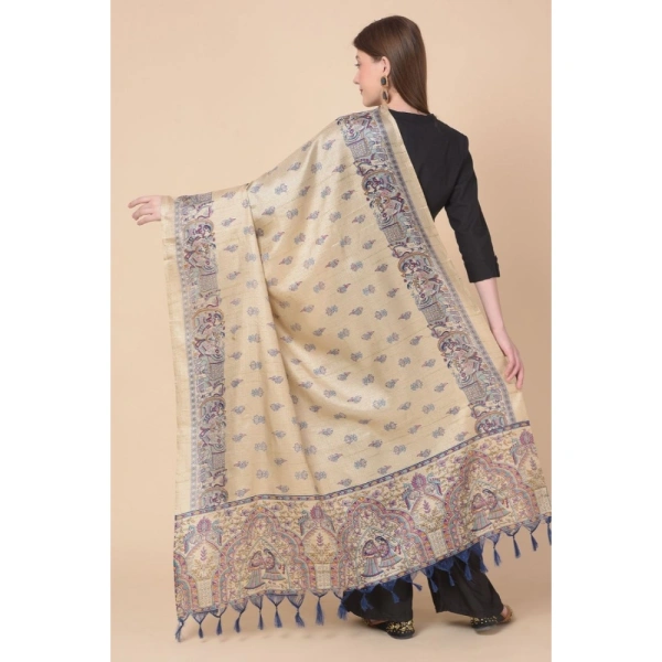 Women's Art Silk Printed Dupatta (Gold, Length:Â 2.25 to 2.50 Mtr) - Gold