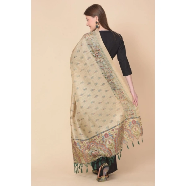 Women's Art Silk Printed Dupatta (Gold, Length:Â 2.25 to 2.50 Mtr) - Gold