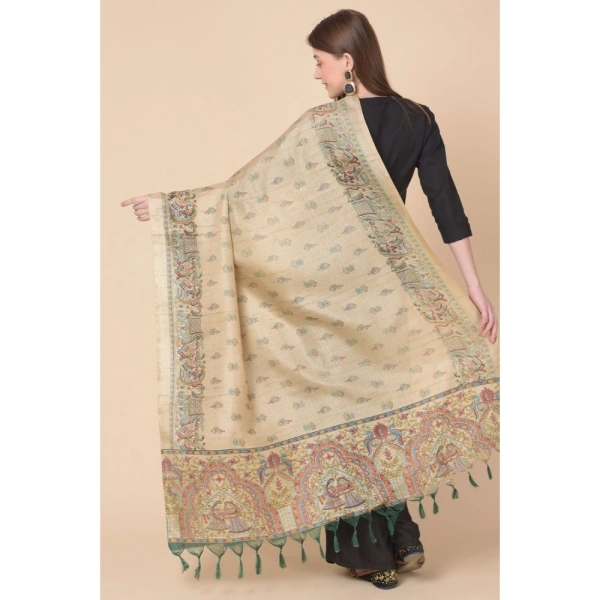 Women's Art Silk Printed Dupatta (Gold, Length:Â 2.25 to 2.50 Mtr) - Gold