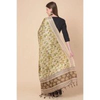 Women's Art Silk Printed Dupatta (Gold, Length:Â 2.25 to 2.50 Mtr) - Gold