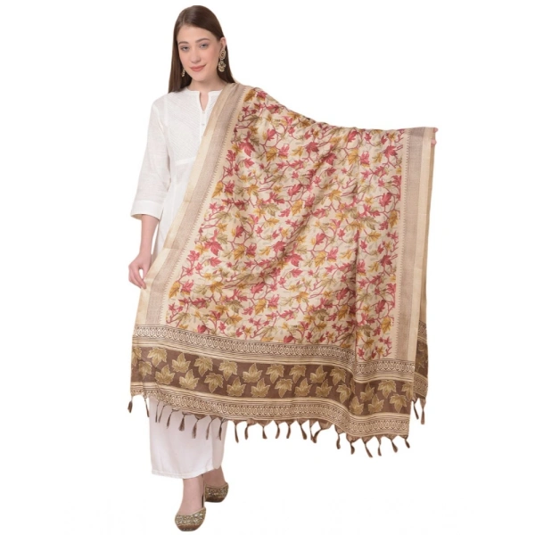 Women's Art Silk Printed Dupatta (Gold, Length:Â 2.25 to 2.50 Mtr) - Gold