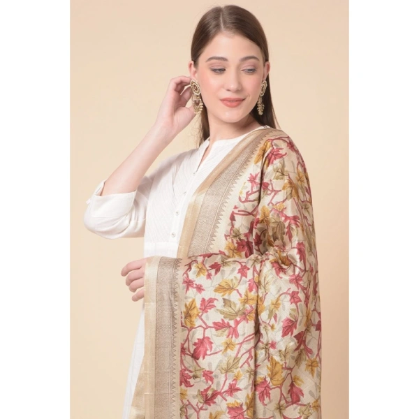 Women's Art Silk Printed Dupatta (Gold, Length:Â 2.25 to 2.50 Mtr) - Gold
