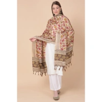 Women's Art Silk Printed Dupatta (Gold, Length:Â 2.25 to 2.50 Mtr) - Gold