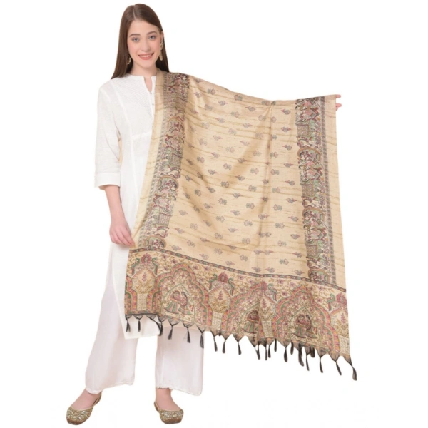 Women's Art Silk Printed Dupatta (Gold, Length:Â 2.25 to 2.50 Mtr) - Gold