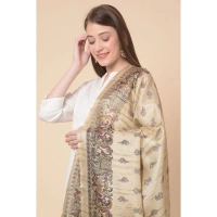 Women's Art Silk Printed Dupatta (Gold, Length:Â 2.25 to 2.50 Mtr) - Gold